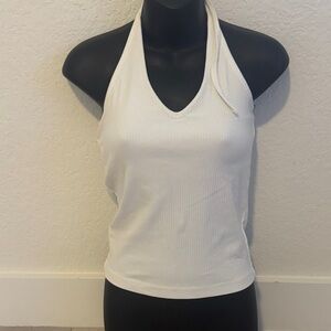 Old Navy White Ribbed Halter Tank Top